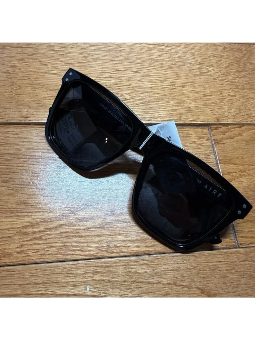 AIRE Kraz Polarized Black Oversized Square Sunglasses Thick Frame UV Chic